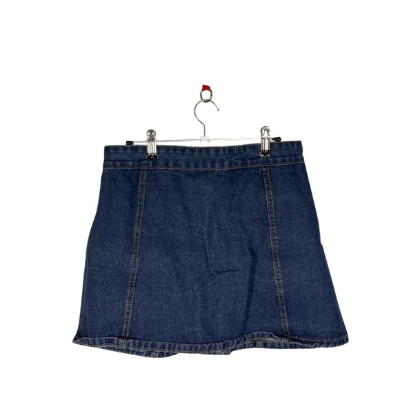 Denim Mini Skirt Button Front A-Line Dark Wash Casual Cute - Picture 1 of 2